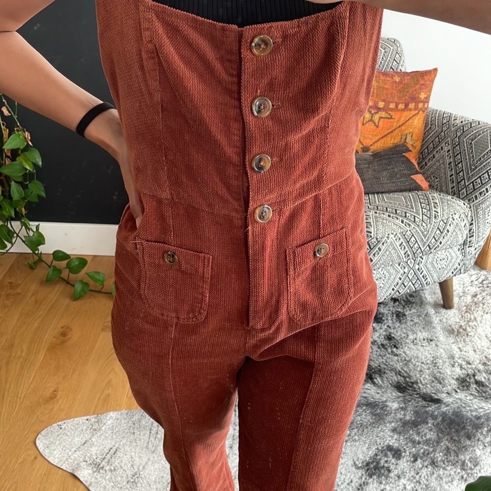 🍄Urban Outfitters🍄  Corduroy Festival Jumpsuit Size Small Petite - Picture 3 of 9
